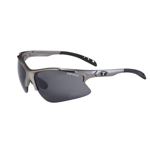 Tifosi  Roubaix Sport Sunglasses,Iron Frame/Smoke, Ac Red, Clear Lens,one size