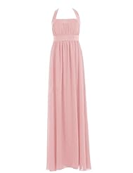 Chiffon Halter Belted Sheath Evening Dress/Bridesmaid Dress 