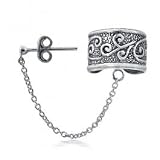 Bling Jewelry Oxidized 925 Sterling Silver Celtic Swirls Tribal Ear Cuff One Piece