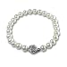 White 6-7mm AAA Cultured Pearl Bracelet w. Platinum Overlay CAREFREE Sterling Silver Rose Clasp 7" (LS1R2)