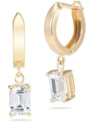 5.66 Cts Cubic Zirconia Emerald Stud Earrings in 14K White Gold