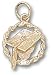 Graduation Cap In Circle Charm/Pendant -14K/10K, Stainless Steel or Gold Plated
