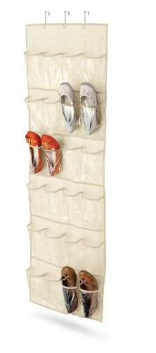 Honey-Can-Do SFT-01256 Over The Door Clear Shoe Organizer/Storage Rack, Natural