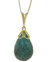 14k Gold Pendant Necklace with Genuine Briolette Genuine Emerald