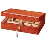 Ragar Locking Jewelry Box. Natural Mahogany Wood Chest for Ladies or Men
