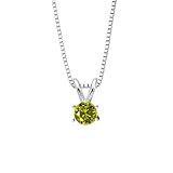 0.46 ct. Yellow - SI3 Round Brilliant Cut Diamond Solitaire Pendant with Chain