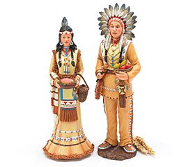 Man And Woman Thanksgving/Autumn Indian Figurines/Statue.Beautiful Holiday Decor