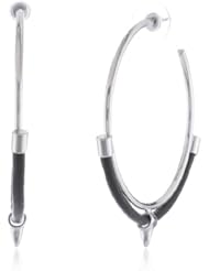 Vince Camuto Bullet Proof Silver Leather and Spike Earrings