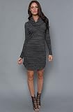 Alternative Apparel The London Cowl Neck Dress in Black Heather,Dresses for Women