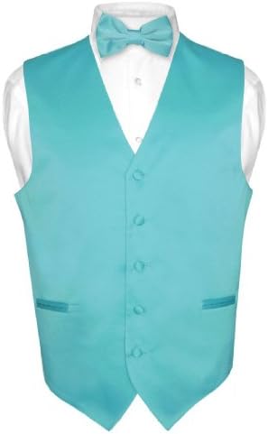 Men's Dress Vest BOWTie TURQUOISE AQUA BLUE Bow Tie Set for Suit or Tuxedo
