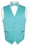 Men's TURQUOISE AQUA BLUE Dress Vest BOWTie Set for Suit or Tuxedo