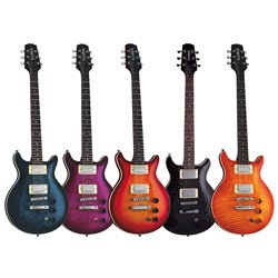 Hamer Xt Series Sunburst Electric Guitar - Flame Top Transparent Black