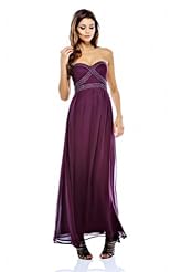 Strapless Goddess Jeweled Chiffon/Polyester Maxi Dress 