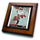 George Barbiers Woman and Tree Blossoms Painting - 8x8 Framed Tile