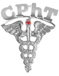 NursingPin - Certified Pharmacy Technician CPhT Ruby Graduation Pin in Silver
