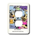 : Londons Times Funny Cow Cartoons - Cow Aerobics equals Skim Milk - Light Switch Covers - 2 plug outlet cover