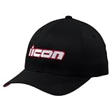ICON MEN'S MOTORCYCLE SLANT HAT - BLACK L/XL - FLEX FIT-NEW