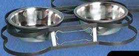 Loving Pets DLV7324 Bone Shaped Wrought Iron Packaged Double Diner