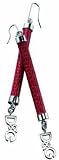 Image of D&G, red lizard print stick earrings with D&G logo charms