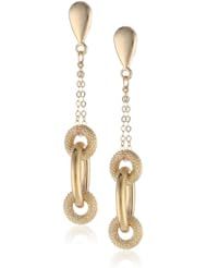 14K Yellow Gold Oval and Circles Dangle Earrings