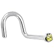 Solid 18KT White Gold (November) 1.5mm Genuine Yellow Diamond Right Nostril Screw - 18 Gauge