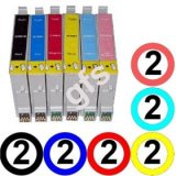 2 Sets of 6 Compatible Ink Cartridges for Epson Stylus RX600 by GFS