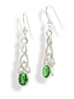 Sterling Silver Celtic Knot and Emerald-Green Glass Gemstone Hook Earrings
