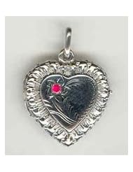 Silverflake -Heart Locket with Stone