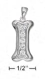 Sterling Silver Dog Bone Charm Channel Set CZ Pendant