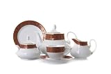 Paloma Rust 22 Piece Tea Set.  The very finest in quality porcelain - 6 Place Setting