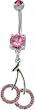 DANGLING PINK GEM CHERRIES BELLY RING