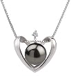Heart Black 9-10mm AA Freshwater Sterling Silver Pearl Pendant