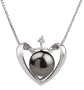 PearlsOnly Heart Black 9-10mm AA Freshwater Sterling Silver Pearl Pendant