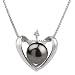 PearlsOnly Heart Black 9-10mm AA Freshwater Sterling Silver Pearl Pendant
