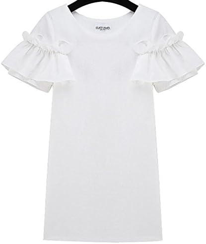 DEDVAN Women's Lotus Leaf Sleeve Fashion Skirt Pure Color Dress