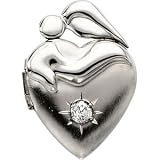 Sterling Silver Mother's Devotion Cubic Zirconia Heart Locket