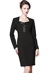 Petite Cotton/Polyester/Spandex Short Long Sleeves Vintage Party Dress 