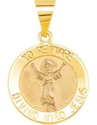 Hollow Round Divino Ninio Medal Pendant 14K Gold Yellow R45334