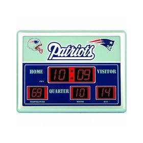 New England Patriots 14 x 19 LED Scoreboard Clock and Thermometer