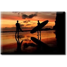 Surf Sunset Canvas Art Picture, Surfing Framed Print 60 x 40cm