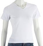 Fruit of the Loom Lady Fit V Neck T-shirt, weiß