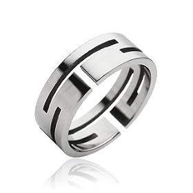 316L Stainless Steel Ring with Maze Pattern - Size:9