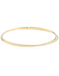 14K Italian Gold Intertwined Polished and Twisted Bangle Bracelet, 7.85"