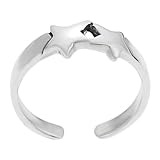 Sterling Silver Women's Star Toe Ring Hypoallergenic Nickel Free .925 Stamp Adjustable Size