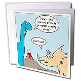 Rich Diesslins Funny General - Editorial Cartoons - Dinosaur Failed Volcano Offsets Program - Greeting Cards-6 Greeting Cards with envelopes