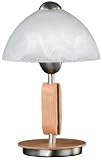 Honsel Leuchten 93461 Tischleuchte mattnickel / Buche Glas alabasterfarbig weiß