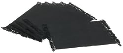 DII Black Fringed Placemat, Set of 6