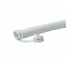 Leviton C2407-15W 15-Feet Coiled Handset Cord with Modular Plugs, White
