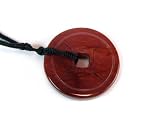 Agate Gemstone Chinese Coin Pendant on Silk Slip Necklace