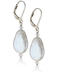 Margo Morrison New York White Freshwater Coin Pearl Earrings, 1"